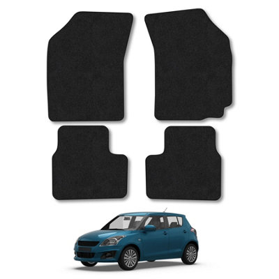 B&Q -  Suzuki Swift (2010-2017) Car Mats Black Carpet Tailored Fit Easy Clean With Clip