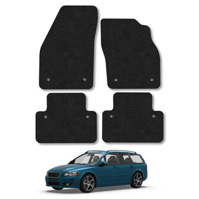 Car Mat Co Volvo V50 2004-2012 (Manual) Car Mats Black Carpet Tailored  Easy Clean Clips from B&Q