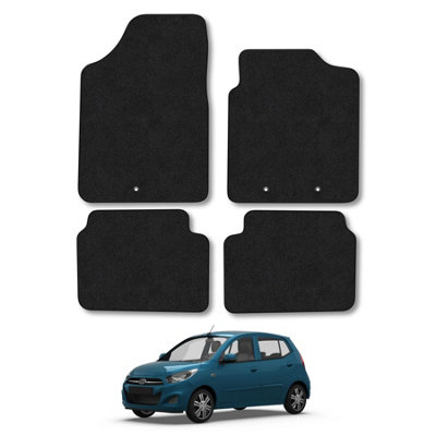 Car Mat Co Hyundai I10 (2009-2014) Car Mats Black Carpet Tailored Fit Easy Clean With Clips from B&Q