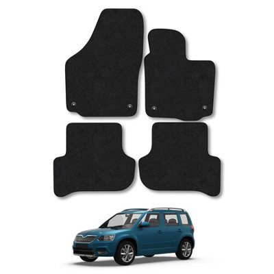 Car Mat Co Skoda Yeti (2009-2017) Car Mats Black Carpet Tailored Fit Easy Clean With Clips from B&Q