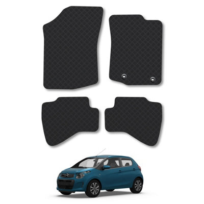 Car Mat Co Citroen C1 (2014+) (Hook Clip) Rubber Car Mats Heavy-Duty Tailored Fit from B&Q