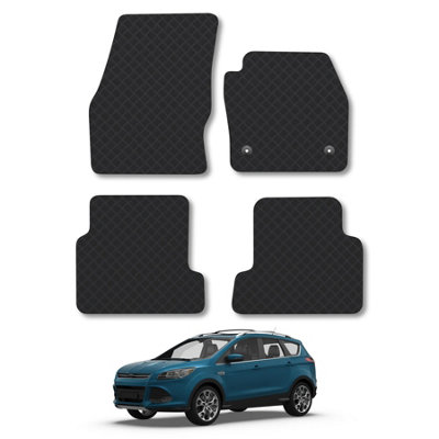 B&Q -  Ford Kuga (2013-2015) Rubber Car Mats Tailored Fit Durable Waterproof Easy-Clean With Clips