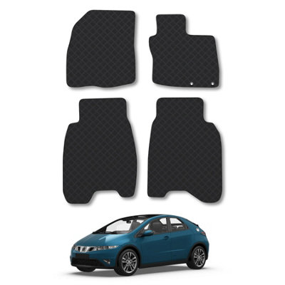 Car Mat Co Honda Civic (2006-2008) Rubber Car Mats Heavy-Duty Tailored Fit With Clips from B&Q