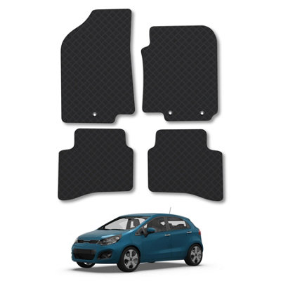 Car Mat Co Kia Rio (2011-2017) Rubber Car Mats Heavy-Duty Tailored Fit Waterproof Durable from B&Q