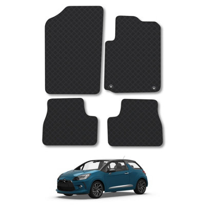 B&Q -  Citroen Ds3 (2010-2016) Rubber Car Mats Heavy-Duty Tailored Fit With Clips