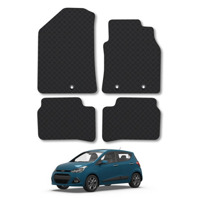 Car Mat Co Hyundai I10 (2014-2020) Rubber Car Mats Heavy-Duty Tailored Fit With Clips from B&Q