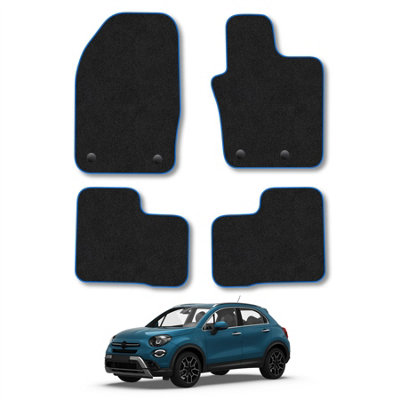 Car Mat Co Fiat 500X  (2016+) Car Mats Blue Trim Carpet Tailored Fit Easy Clean With Clips from B&Q