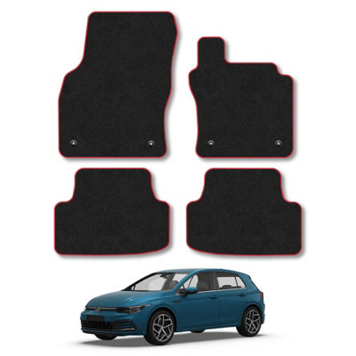 Car Mat Co Vw Golf Mk8 (2019+) Car Mats Red Trim Carpet Tailored Fit Easy Clean With Clips from B&Q