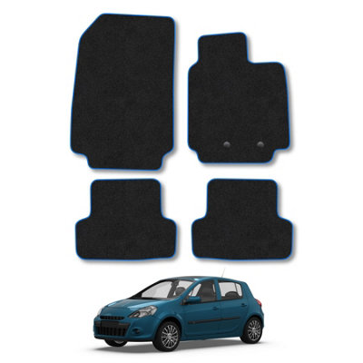 Car Mat Co Renault Clio 2006-2013 Car Mats Blue Trim Carpet Tailored  Easy Clean Clips from B&Q