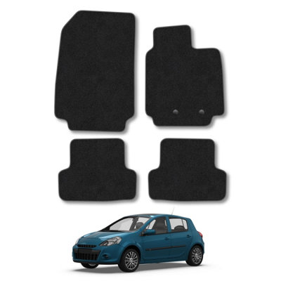 Car Mat Co Renault Clio 2006-2013 Car Mats Grey Trim Carpet Tailored  Easy Clean Clips from B&Q