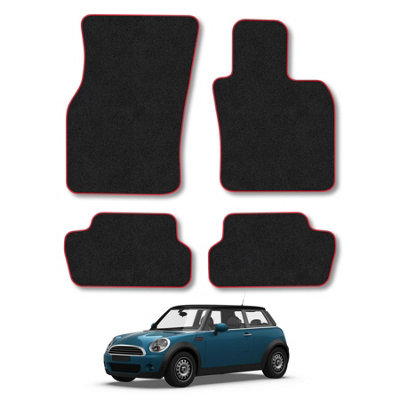 Car Mat Co Mini Cooper 2014-2024 (3 Door) (F56) Car Mats Red Trim Carpet Tailored Fit from B&Q