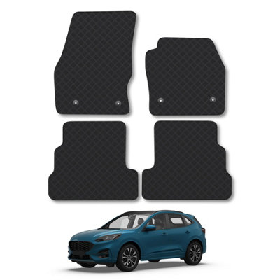 B&Q -  Ford Kuga (2015-2020) Rubber Car Mats Heavy-Duty Tailored Fit With Clips