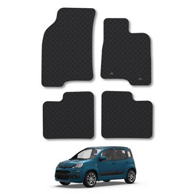 Car Mat Co Fiat Panda (2012-2015) Rubber Car Mats Heavy-Duty Tailored Fit With Clips from B&Q