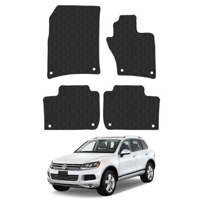 Car Mat Co Tailored Car Floor Mats Fits Volkswagen Touareg 2010-18 4Pcs Custom Black Rubber Mat Set