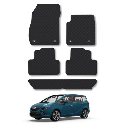Car Mat Co Vauxhall Zafira C 2012-2018 (7 Seat Tourer) Rubber Car Mats Heavy-Duty Tailored from B&Q