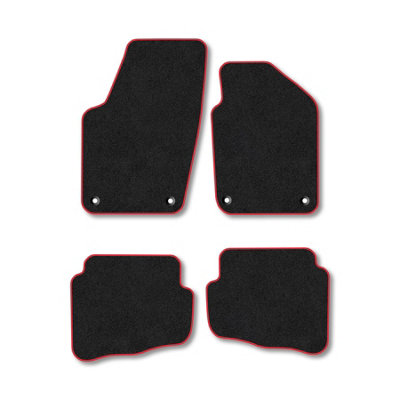 B&Q -  Vw Fox (2006-2012) Car Mats Red Trim Carpet Tailored Fit Easy Clean With Clips