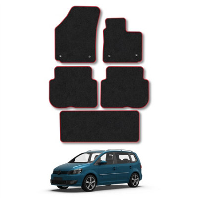Car Mat Co Vw Touran (2007-2015) Car Mats Red Trim Carpet Tailored Fit Easy Clean With Clip from B&Q