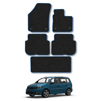 Car Mat Co Vw Touran 2007-2015 Car Mats Blue Trim Carpet Tailored Fit Easy Clean With Clips from B&Q