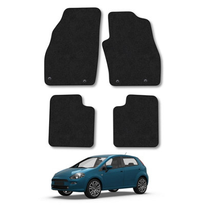 Car Mat Co Fiat Punto (2012-2018) Car Mats Black Carpet Tailored Fit Easy Clean With Clips from B&Q