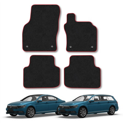 Car Mat Co Vw Passat (2014-2023) Car Mats Red Trim Carpet Tailored Fit Easy Clean With Clip from B&Q