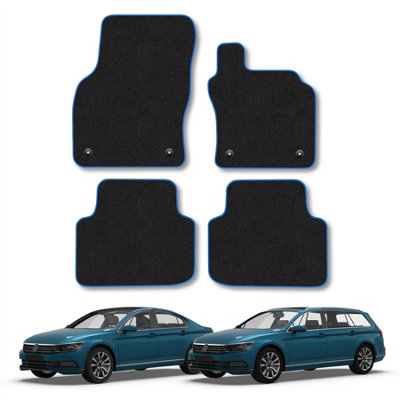 Car Mat Co Vw Passat 2014-2023 Car Mats Blue Trim Carpet Tailored Fit Easy Clean With Clips from B&Q