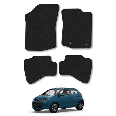 Car Mat Co Citroen C1 2014+ (Round Clip) Car Mats Black Carpet Tailored Fit Easy Clean from B&Q