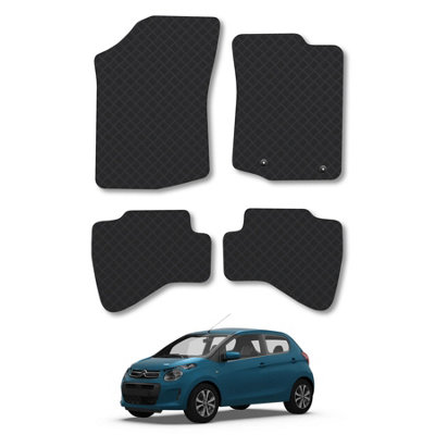 Car Mat Co Citroen C1 (2014+) (Round Clip) Rubber Car Mats Heavy-Duty Tailored Fit from B&Q