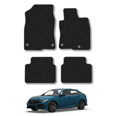 Car Mat Co Honda Civic 2017-2022 Car Mats Grey Trim Carpet Tailored  Easy Clean Clips from B&Q
