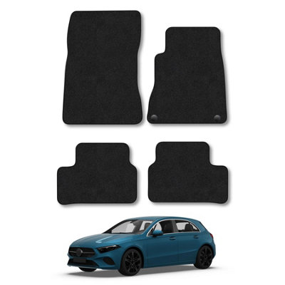 B&Q -  Mercedes A-Class (2018+) Car Mats Black Carpet Tailored Fit Easy Clean With Clip
