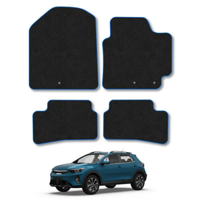 Car Mat Co Kia Stonic (2017+) Car Mats Blue Trim Carpet Tailored Fit Easy Clean With Clips from B&Q