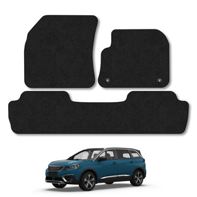 B&Q -  Peugeot 5008 (2017-2024) Car Mats Black Carpet Tailored Fit Easy Clean With Clip