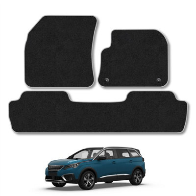 B&Q -  Peugeot 5008 2017-2024 Car Mats Grey Trim Carpet Tailored  Easy Clean Clips