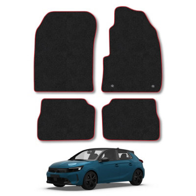 Car Mat Co Vauxhall Corsa-E 2020+ Car Mats Red Trim Carpet Tailored  Easy Clean Clips from B&Q
