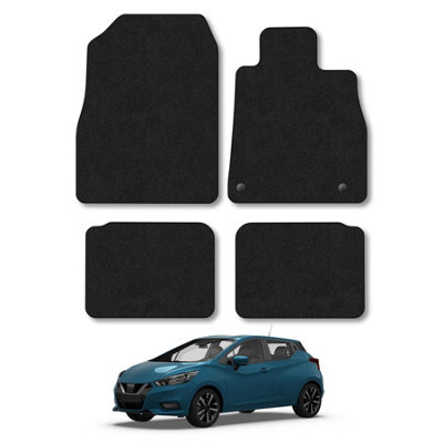 Car Mat Co Nissan Micra (2017+) Car Mats Black Carpet Tailored Fit Easy Clean With Clips from B&Q