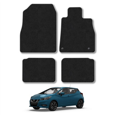 Car Mat Co Nissan Micra (2017+) Car Mats Grey Trim Carpet Tailored Fit Easy Clean With Clip from B&Q