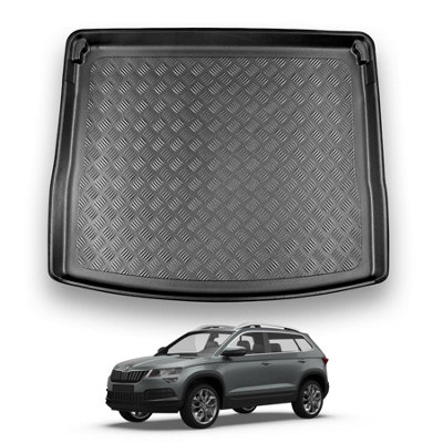 B&Q -  Skoda Karoq (2017+) Boot Liner (Upper Boot Position) Tailored Boot Protector Waterproof Raised Edges Custom Fit Accessory