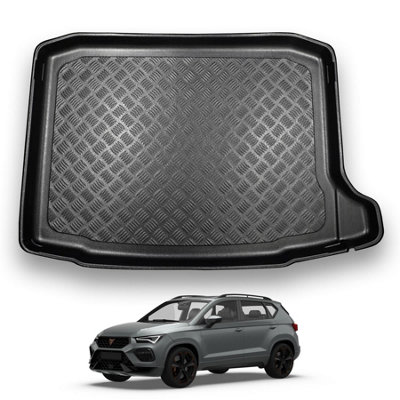 B&Q -  Cupra Ateca (2020+) Boot Liner (Non-Adjustable Boot Floor) Tailored Boot Mat Protector Waterproof Raised Edges Accessory