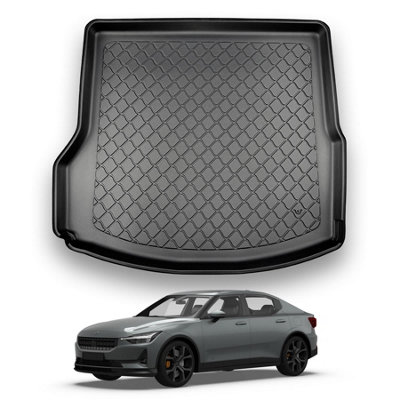 B&Q -  Polestar 2 (2020+) Boot Liner Premium Tailored Boot Mat Protector Easy Install Waterproof Raised Edges Custom Accessory