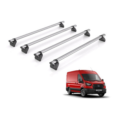 B&Q -  Kammbar Fleet 4 Roof Bars For Ford Transit (2014+) Models Alloy Steel Roof Rack RailsFits L1 Wheelbase Models