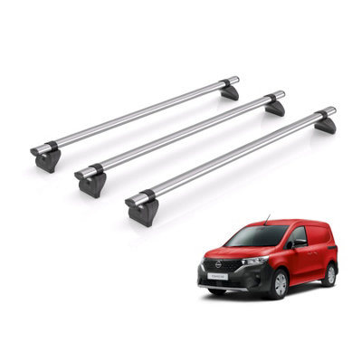 Rhino Kammbar Fleet 3 Roof Bars For Nissan Townstar (2022+) Models Alloy Steel Roof Rack Rails - Only Suitable For L1 Swb Models B&Q