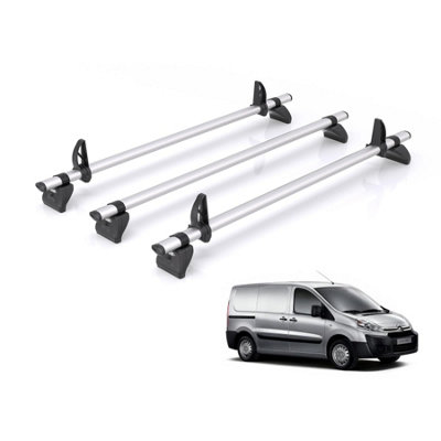 B&Q -  Roof Rack For Citroen Dispatch (2007-2016) 3X Aluminium Roof Bars (Only Fits Models With Rear Barn Doors) Kammbar Pro Ja3Pr