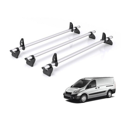 B&Q -  Roof Rack For Peugeot Expert (2007-2016) 3X Aluminium Roof BarsKammbar ProJa3Pr Only Suitable For H1 Models