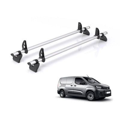 B&Q -  Roof Rack For Peugeot Partner (2018+) 2X Aluminium Roof Bars (Only Fits Long (L2) Wheelbase)Kammbar ProGc2Pr