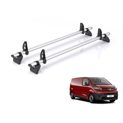 B&Q -  Roof Rack For Toyota Proace (2016-2024) 2X Aluminium Roof Bars (Only Fits Compact (L1) Wheelbase)Kammbar ProJd2Pr