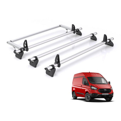 B&Q - Ford Transit Custom Roof Rack For 2013-2024 Gen1 (H2) 3X Bars + Roller  Pro Only Suitable For Gen1 With High (H2) Roof