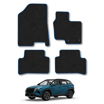 Car Mat Co Hyundai Tucson 2021+ Car Mats (Non Hybrid) Blue Trim Carpet Tailored  Easy from B&Q