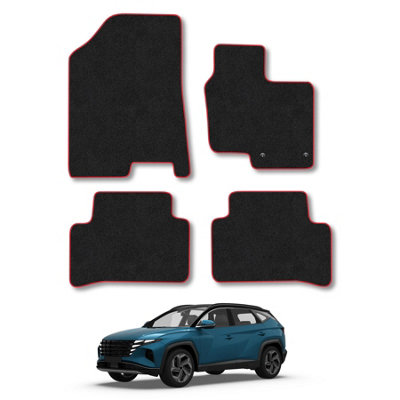 Car Mat Co Hyundai Tucson 2021+ Car Mats (Non Hybrid) Red Trim Carpet Tailored Easy from B&Q