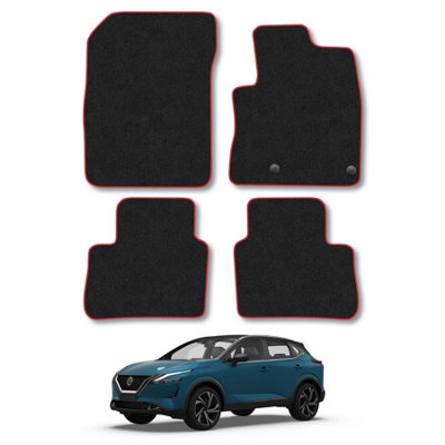Car Mat Co Nissan Qashqai 2021+ (Mild Hybrid) Car Mats Red Trim Carpet Tailored from B&Q