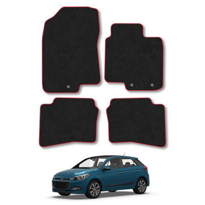 Car Mat Co Hyundai I20 2015-2020 (Press Stud) Car Mats Red Trim Carpet Tailored from B&Q