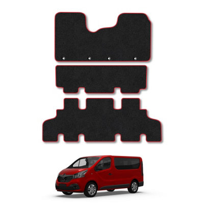 Car Mat Co Renault Trafic (2014+) (Minibus) Van Mats Accessories Tailored Fit Carpet Car Floor Mats Non Slip Red Trim Accessory Durable Anti from B&Q
